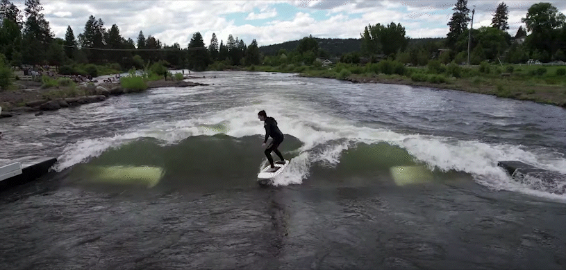 Gif of Syd surfing on a river